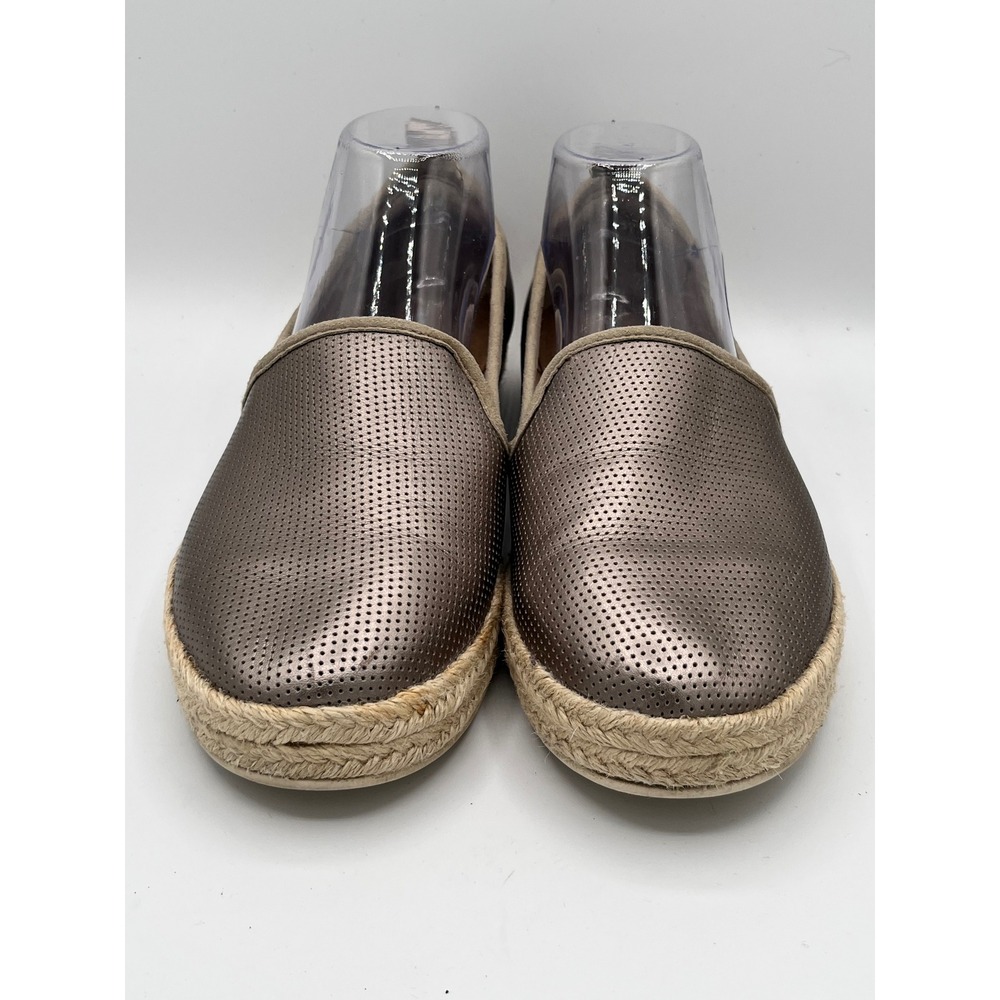 Clarks Collection Cushion SoftMetallic Bronze Perforated Espadrille Flats Sz‎ 9W